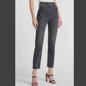 Tall! Express Black Tonal Snakeskin Print Ankle Jeans